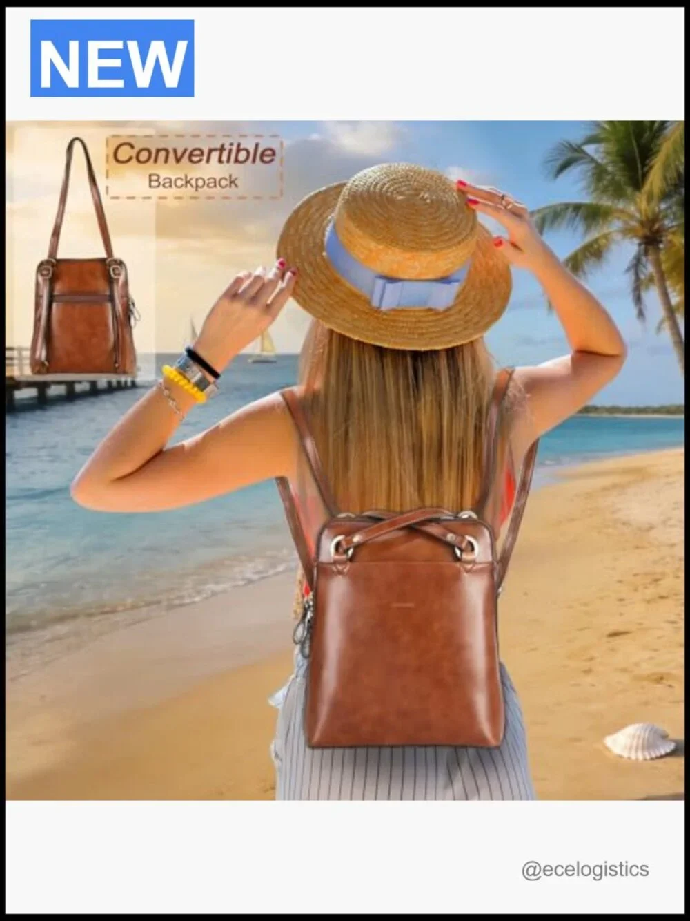 Convertible Leather Backpack Purse for Women Small Shoulder Bag